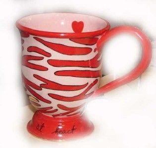   Clayworks Wild at Heart Zebra Red White Animal Print Mug 2006