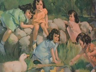 DIONNE QUINTUPLETS 5 Little Sweethearts 5 DUCKS Original 1937 Lg 