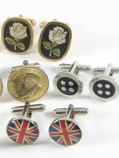 GOOD LOT OF 9 PAIRS OF VINTAGE RETRO & MORE MODERN GENTS CUFFLINKS FAB 