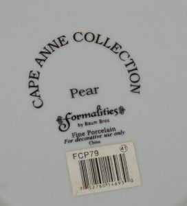  /Baum Bros. Decorative FRUIT PLATES   Cape Anne Collection Plum/Pear