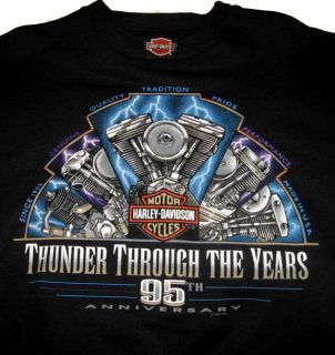 HARLEY DAVIDSON 95th Anniversary Sweatshirt XL) USA MADE Thunder Thru 