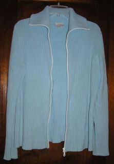 Ann Taylor Loft Blue Zip Front Cardigan Sweater Sz M L