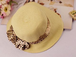 Leopard Print Hatband Beach Summer Fedora Trilby Crusher Sun Cap Hat 