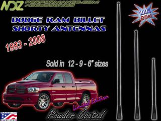 Dodge RAM 1500 2500 3500 Billet Shorty Stubby Antenna