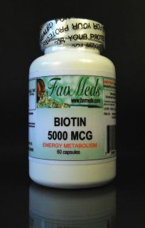 Biotin 5000 mcg High Quality Antioxidant Vitamin A Made in USA 60 