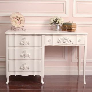   Chic Writing Desk in White 4 Drawers French Vintage Style