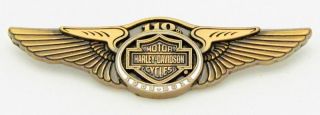 Harley Davidson 110th Anniversary Wings Vest Pin  Gold Tone 