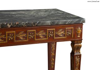   Antique Marble Top Mahogany Gilded Console Hall Entrance Table