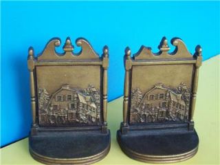Vintage Antique Cast Iron Bradley Hubbard Bookends B H Used Brass Like 
