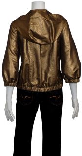 St John Metallic Gold Anorak Hooded Jacket Coat 10 New