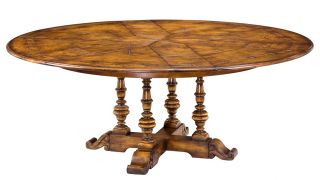 Antique Victorian Round Dining Table in Aged Oak Converts from 45 to 