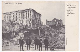 San Francisco CA Earthquake Fire New Fairmount Hotel 1906 Postcard 