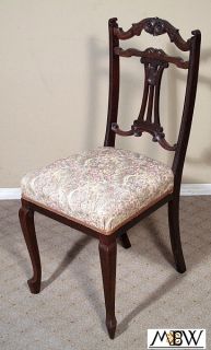 Antique Walnut Edwardian Floral Occasional Side Chair