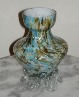 Antique Glass Thomas Webb English Art Glass Spangle Ware Vase