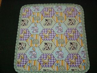 Cradle Recieving Blanket Baby Animal Patches 30x32