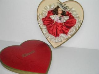 Vintage 1956 Whitmans Heart Shaped Valentine Candy Box with Doll 