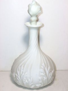 Antique Blown Satin Milk Glass Decanter Bottle Cologne