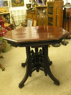 Antique c1870 Rosewood Eastlake Octagonal Side Table