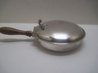 Antique Silver Crumb Catcher with Wooden Handle Unknown Markings