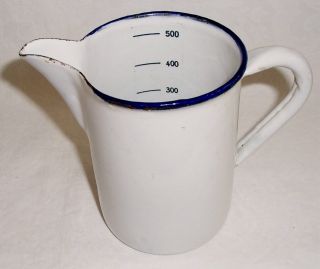Antique Enamelware Measuring Cup Spout Liquids C1900