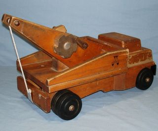 Vintage 1960`s Community Rifton NY Wood Toy Tow Truck