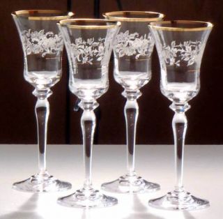 Mikasa Crystal Antique Lace Wine Glasses Set Middle Etch