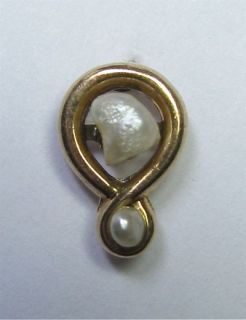   11 E) C.1905 Antique Art Nouveau 10K Gold Baroque Seed Pearl Stick Pin