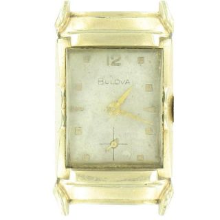 Vintage Gold Tone Bulova Watch. No Band Ticks. Rectangular 21x10mm 