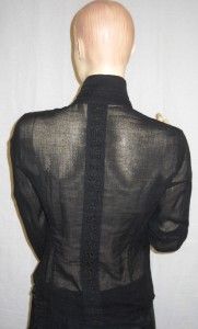 Antonio Berardi Black Cotton Ruffle Button Down Shirt Blouse 46