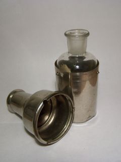 Antique Apothecary Medicine Bottle with Metal Case 19th century with 