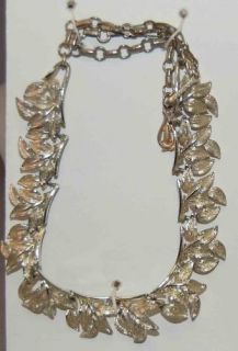 Silver Link Leaf Signed Coro Necklace Fabulous