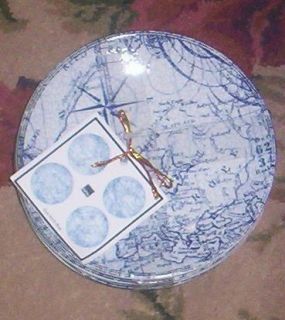   Fifth Blue Due North Party Appetizer Plates Set of 4 Blue White