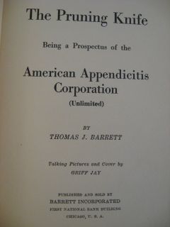 1923 Pruning Knife Prospectus American Appendicitis Co