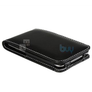 Black Leather Flip Case Cover Pouch for Apple iPod Touch 4th Gen 4G 
