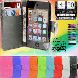 Leather Flip Case Cover Pouch Wallet for Apple iPod Touch 4 4G 4th Gen 