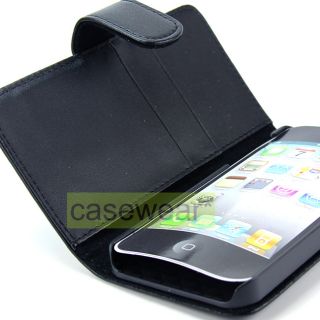 Luxmo Black Leather Flip Pouch Case Cover for Apple iPhone 5 Accessory 