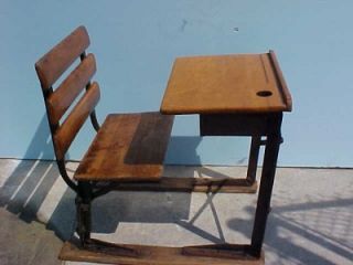 Antique School Bench Desk Steampunk Industrial Age Style
