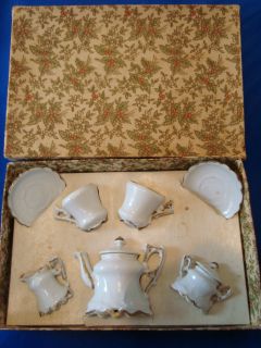 Antique GERMAN Porcelain China Tea Set in Original Box VICTORIAN Early 