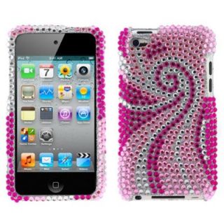 Pink Swirl Diamond Bling Rhinestone Hard Case Cover for iPod Touch 4G 