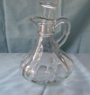 Vintage Oil Vinegar Bottle Cruet w Glass Stopper 3 Anchor on Bottom 