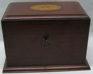 Wooden Stationery Sewing Jewellery Trinket Box Lock and Key Vintage 