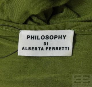 Philosophy Di Alberta FERRETTI Green Knit Gold Trim Top Size US 8 