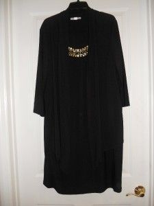 Black Dress with Beaded Neck with Attached Jacket Plus Size 22W Ret $ 
