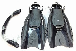 Aqua Lung Sport Hinge Flex Set Black Large Extra Fins Snorkel Free 