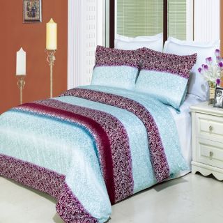   Aqua Modern Floral Design 300TC Egyptian Cotton Comforter Set Cal King