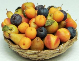Miniature Luxury Basket of Assorted Fruits OOAK Handmade
