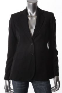 Anne Klein Urban Gem Black Striped Notch Collar Two Button Jacket 4 