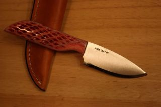 ANZA 2011 LADY HIKER UltraLite HCS KNIFE w/ RED Jigged BoneHandle Made 
