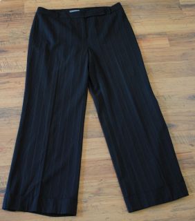 Womens Ann Taylor Size 16 Black Pinstriped Career Dress Pants Slacks 