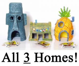 Spongebob Aquarium All 3 Houses Krusty Krab Squidward Pineapple Home 